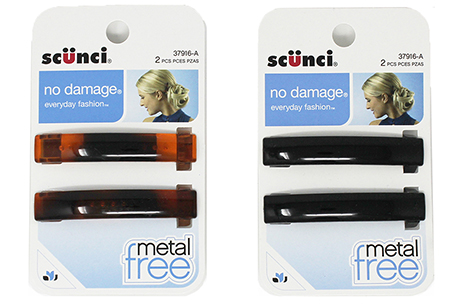 Scunci Metal Free No Damage Barrettes, 2 pcs Brown/Black